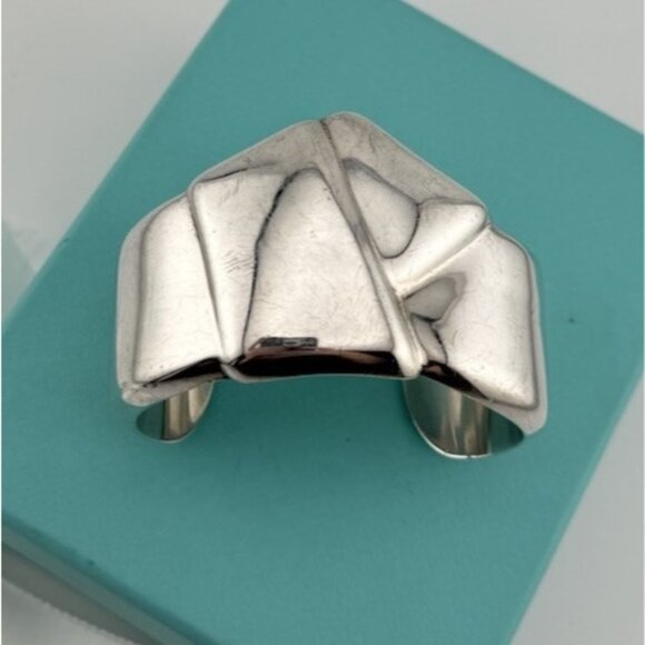 1978 Tiffany & Co. Fold Bangle Cuff Bracelet Elsa Peretti Sterling Silver 62g